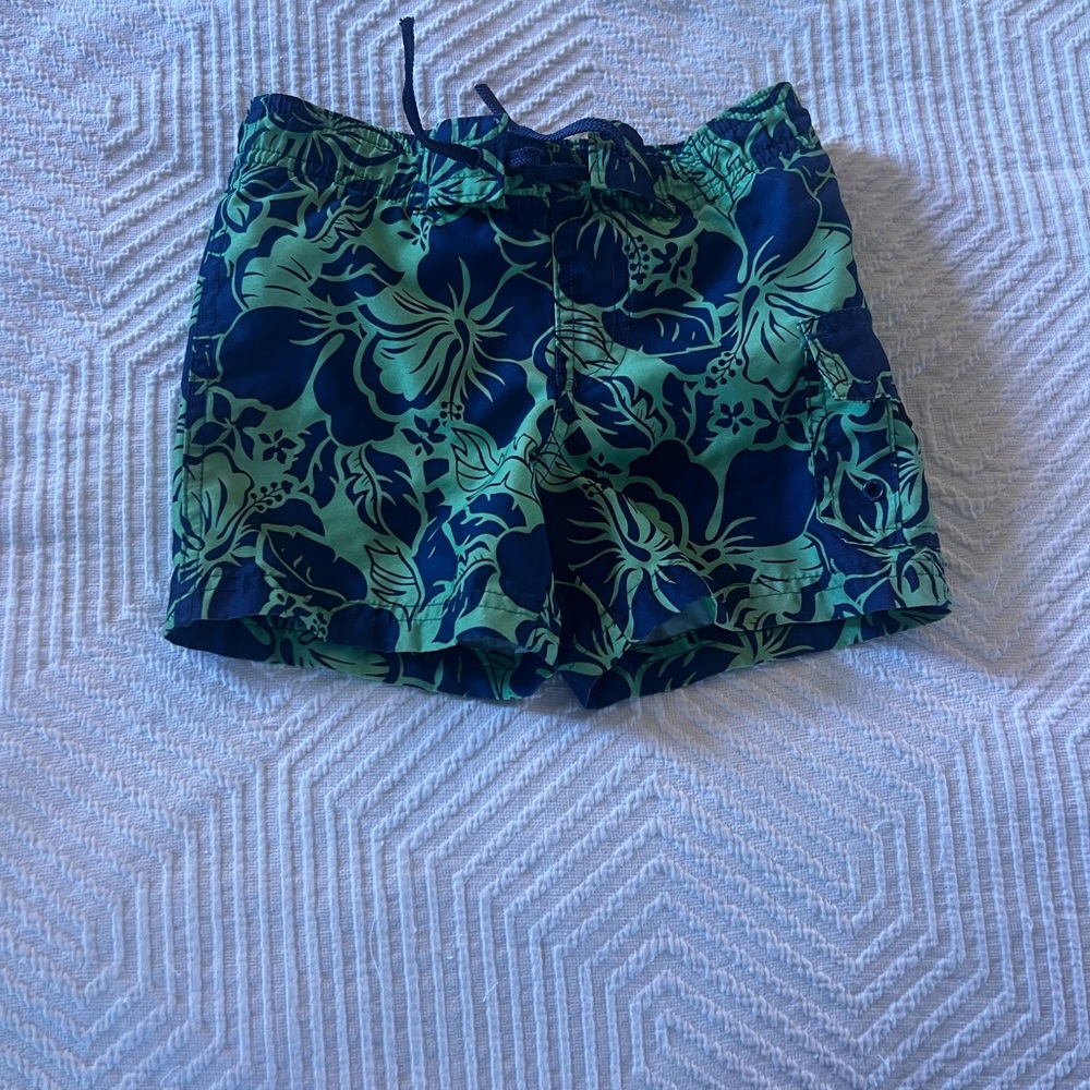 Koala Kids Green‎ and Blue Swim Trunks Vibrant Tropical Design